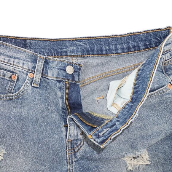 Levi’s 445 Distressed Denim Jean Shorts Blue Cutoff Jorts W31 - Picture 3 of 6